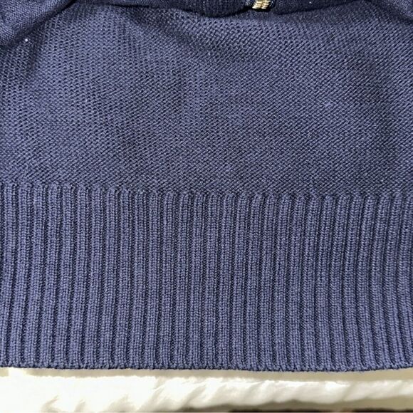 BR LT Indigo Denim Front Knit Full Zip Snap Front Mock Neck Cardigan - Picture 13 of 14